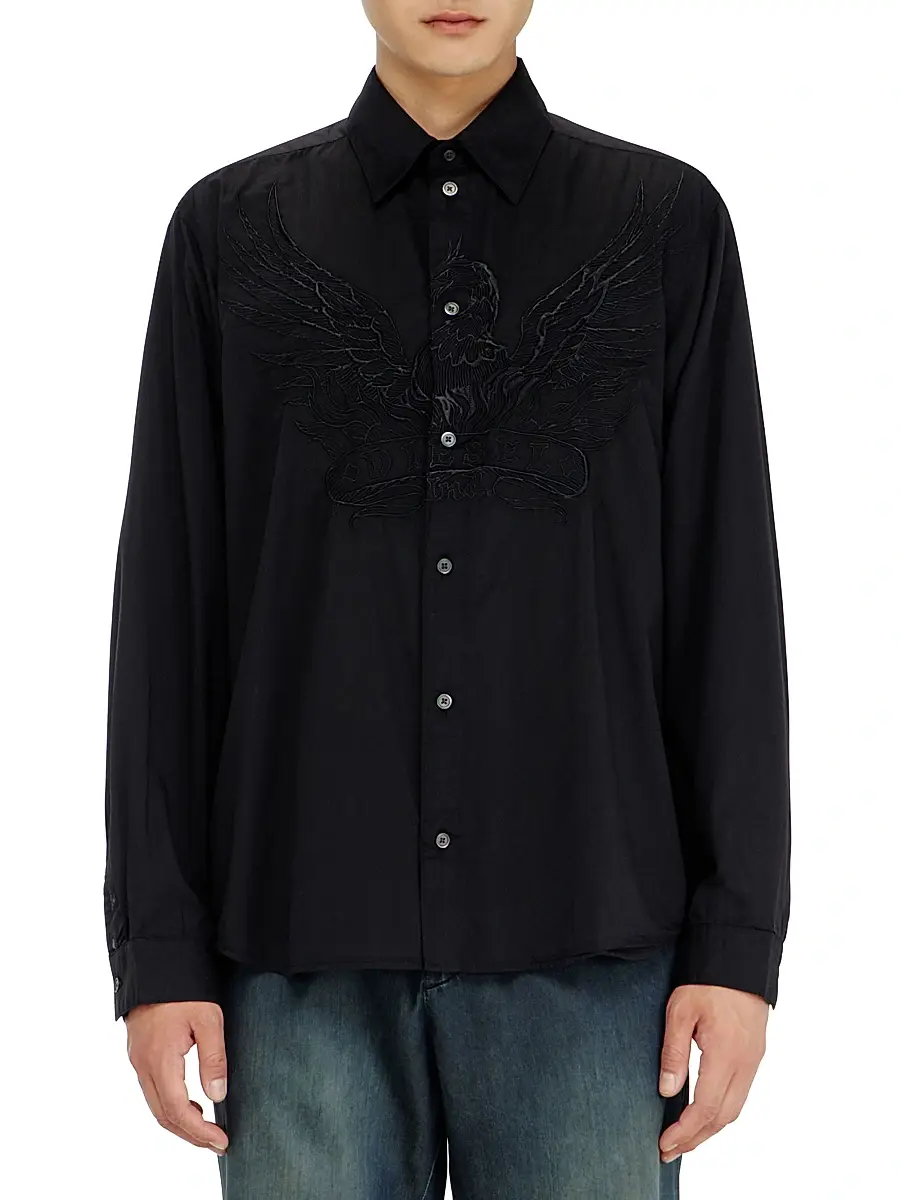 Diesel Men's Embroidered Cotton Overshirt | Thumbnail 3 Diesel Men's Embroidered Cotton Overshirt | Thumbnail 3