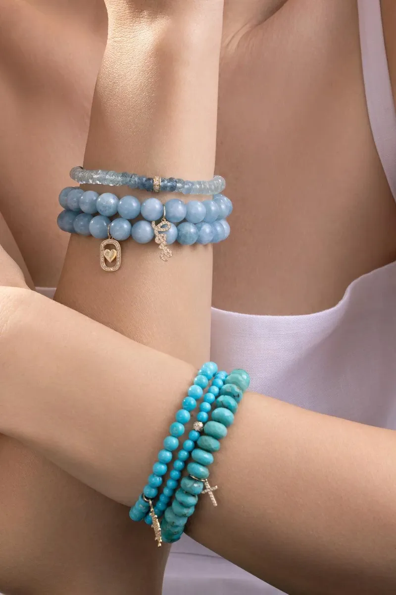 Sydney Evan Aquamarine Diamond Rondelle Bead Bracelet | Thumbnail 4