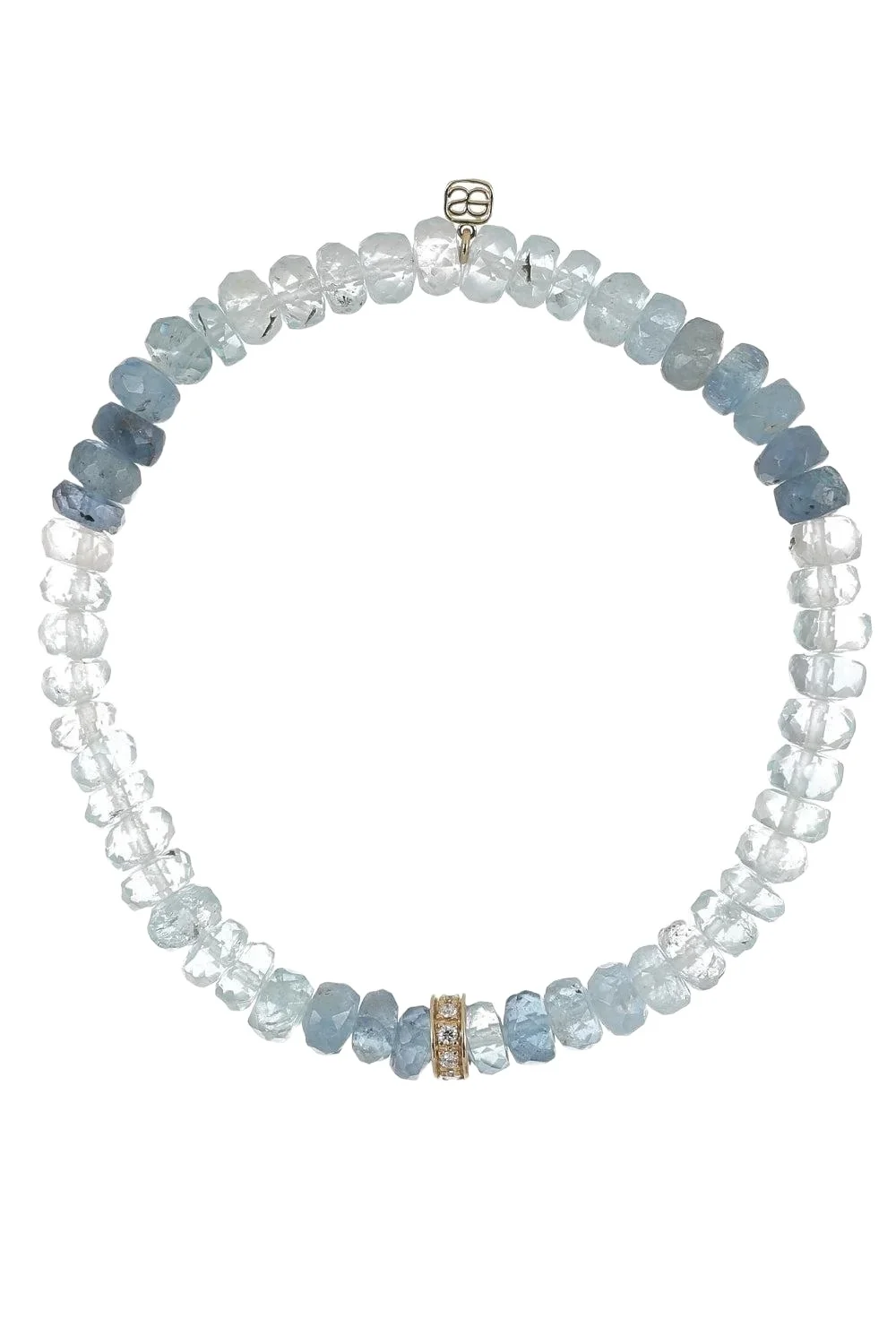 Sydney Evan Aquamarine Diamond Rondelle Bead Bracelet