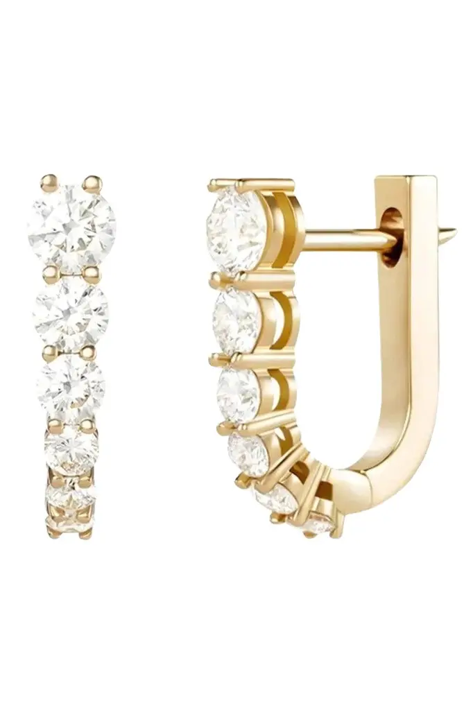 Melissa Kaye Aria U Diamond Huggie Hoop Earrings