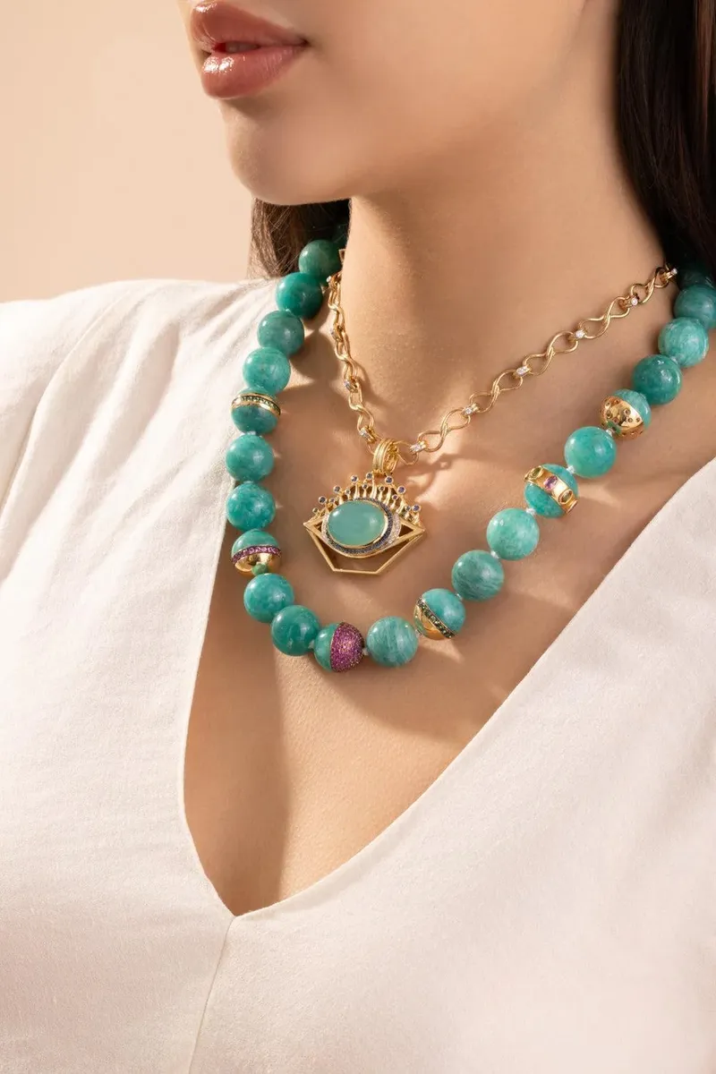 EDINA KISS Chrysoprase Evil Eye Pendant | Thumbnail 2 EDINA KISS Chrysoprase Evil Eye Pendant | Thumbnail 2
