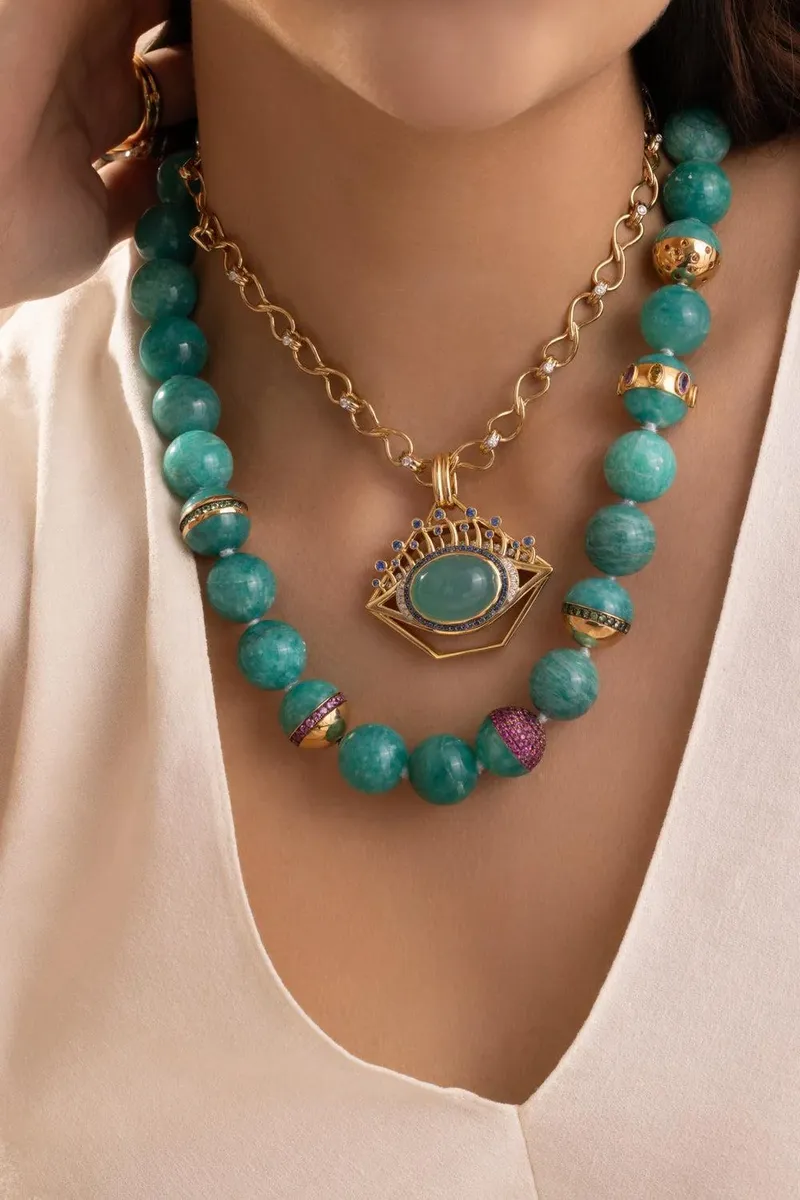 EDINA KISS Chrysoprase Evil Eye Pendant | Thumbnail 4 EDINA KISS Chrysoprase Evil Eye Pendant | Thumbnail 4