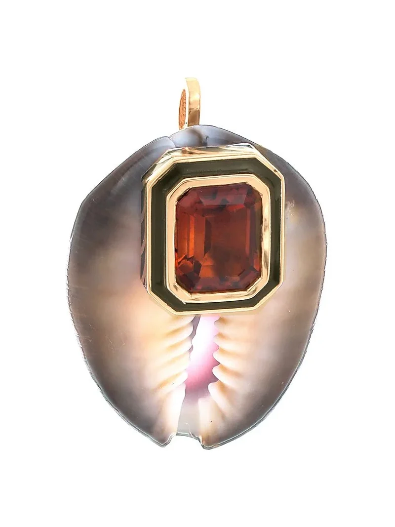 Citrine Cowry Shell Pendant