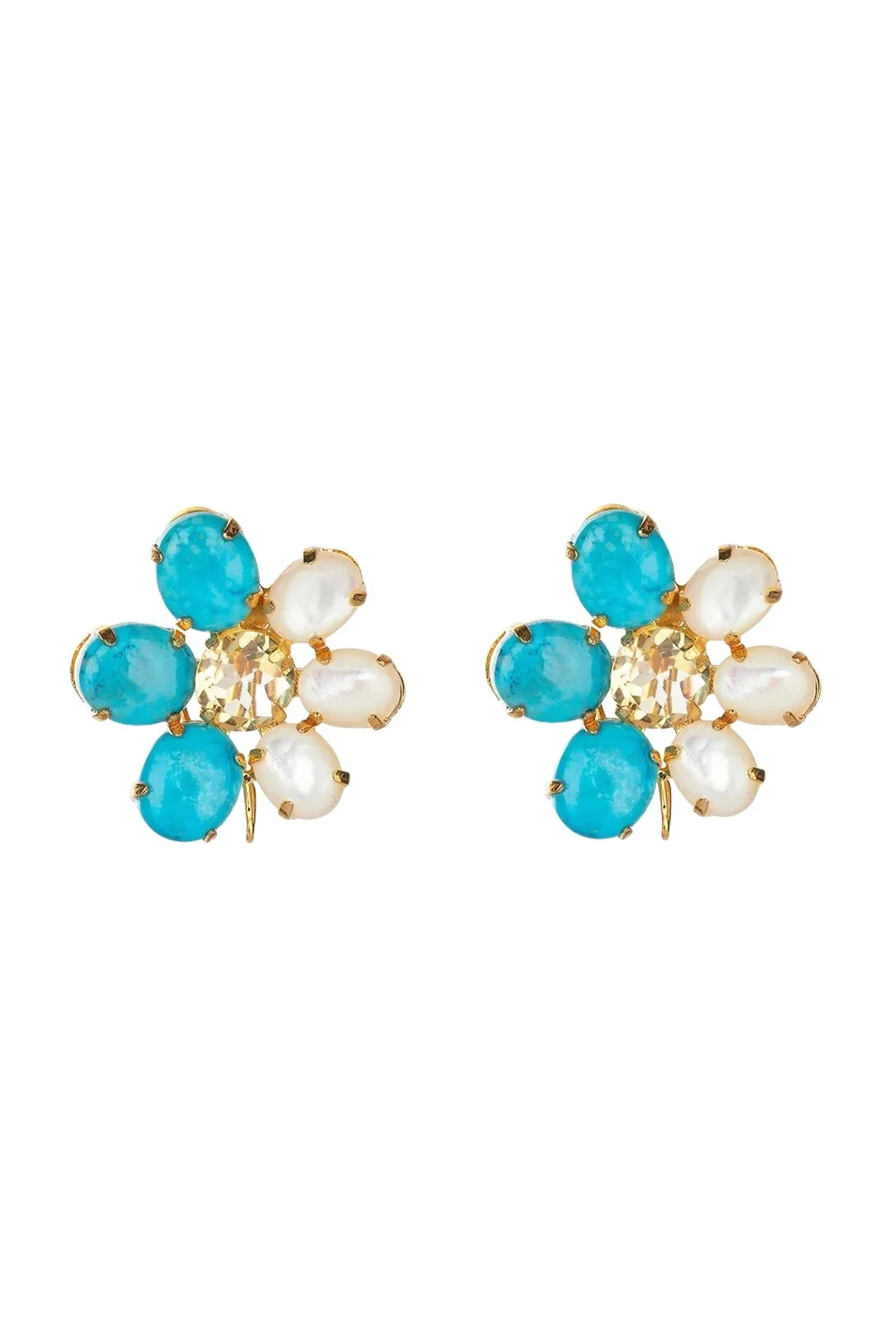 BOUNKIT JEWELRY Citrine Pearl Flower Earrings