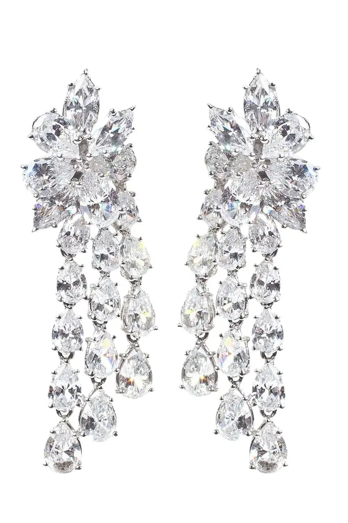 Cluster CZ Drop Earring Cluster CZ Drop Earring