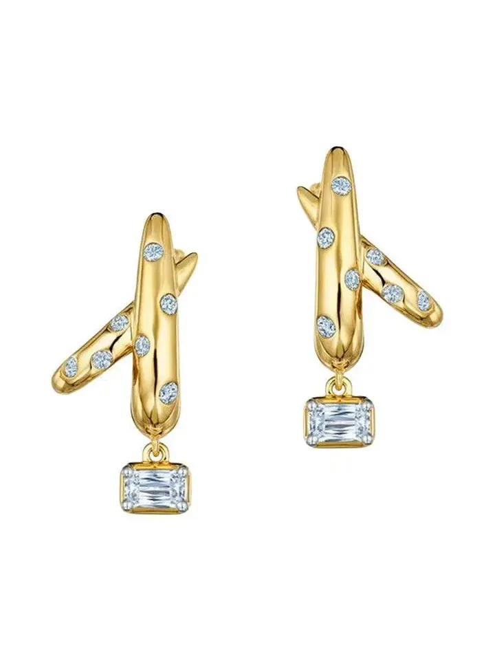 Diamond Cobblestone Crossover Earrings