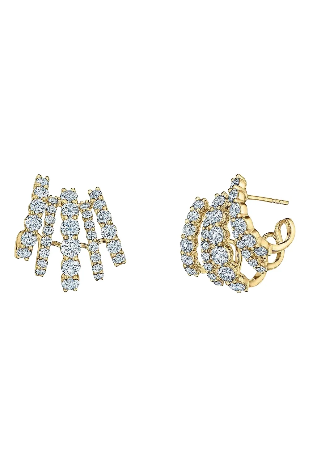 Diamond Five Row Ear Cuff Earrings
