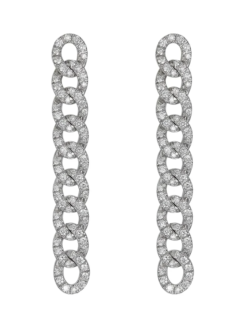Diamond Groumette Chain Drop Earrings