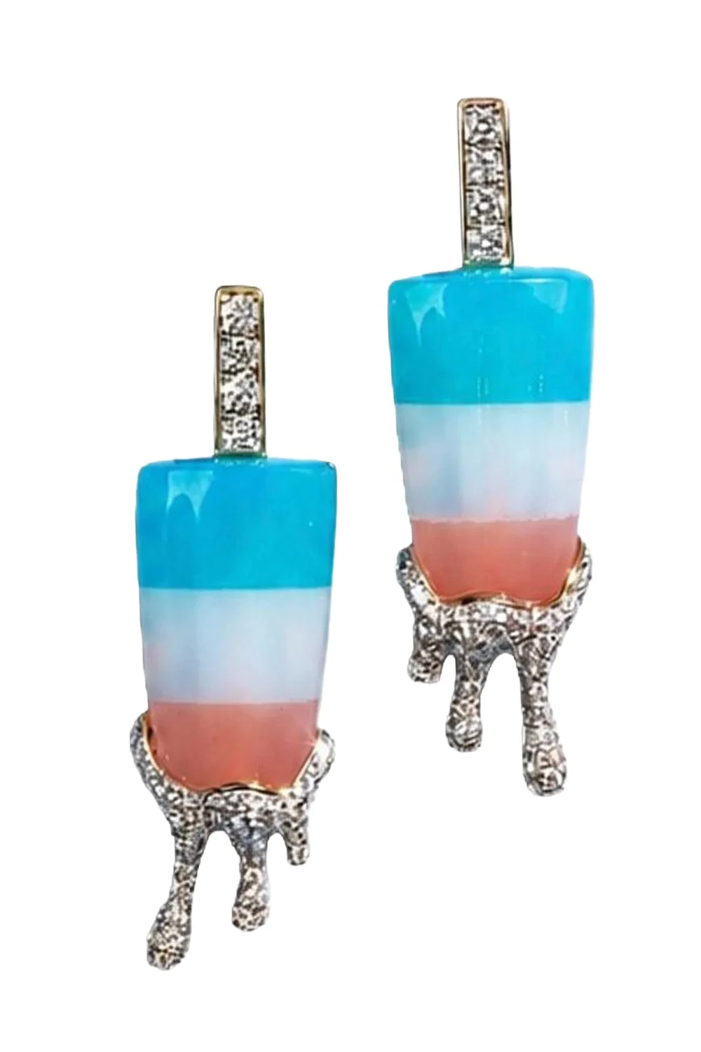 Diamond Opal Agate Drip Popsicle Earrings Diamond Opal Agate Drip Popsicle Earrings