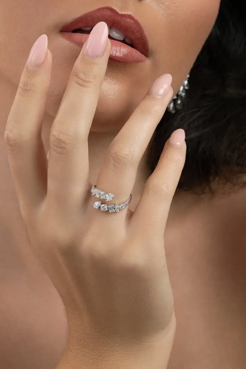 ARZANO Diamond Two Line Open Ring | Thumbnail 2