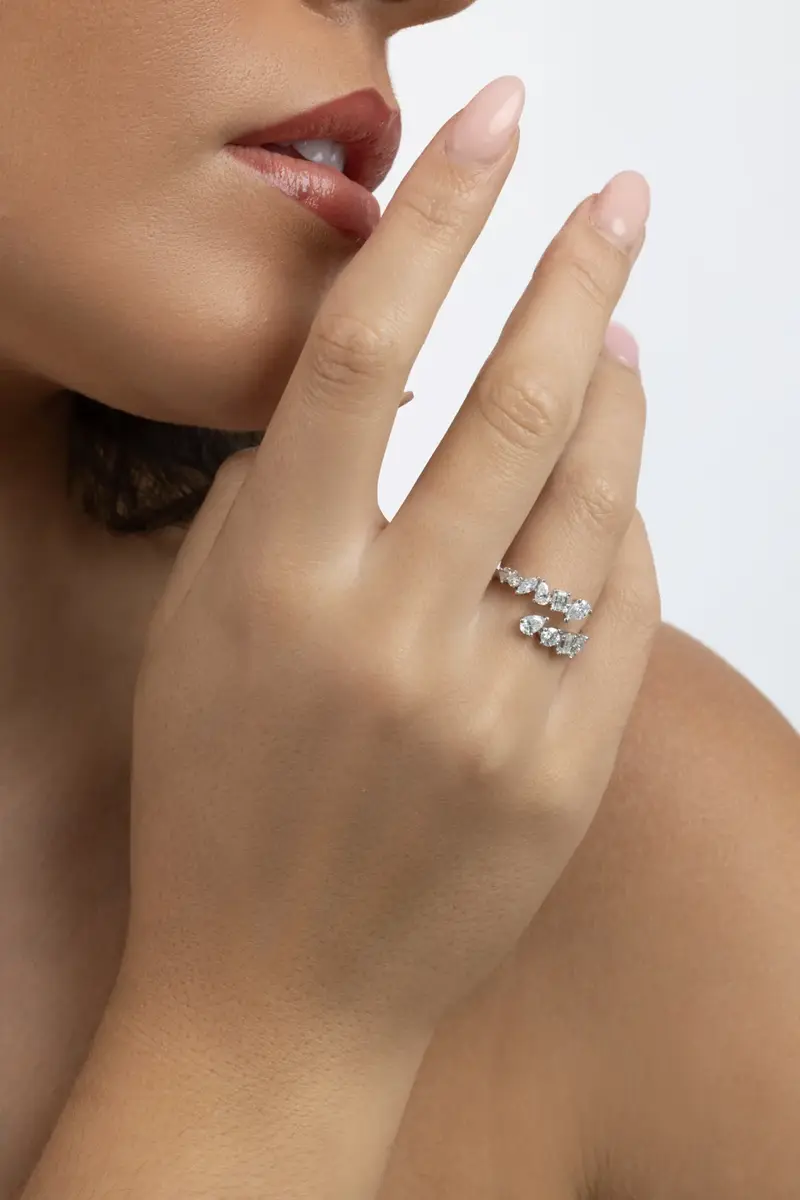 ARZANO Diamond Two Line Open Ring | Thumbnail 4