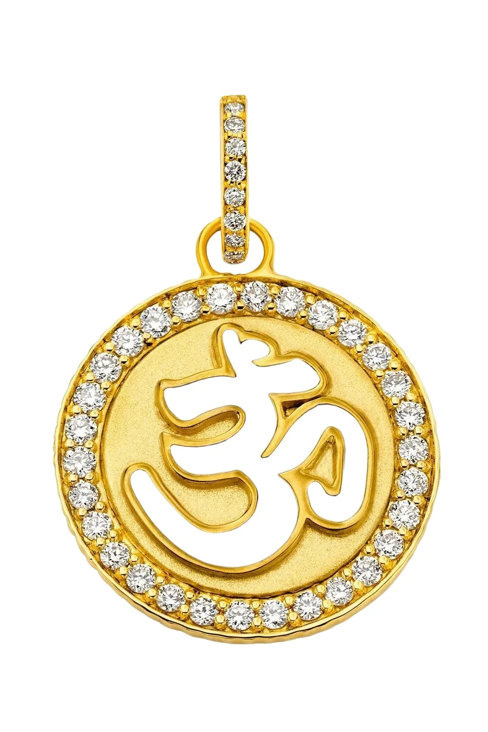 Diamond White Om Coin Pendant Diamond White Om Coin Pendant