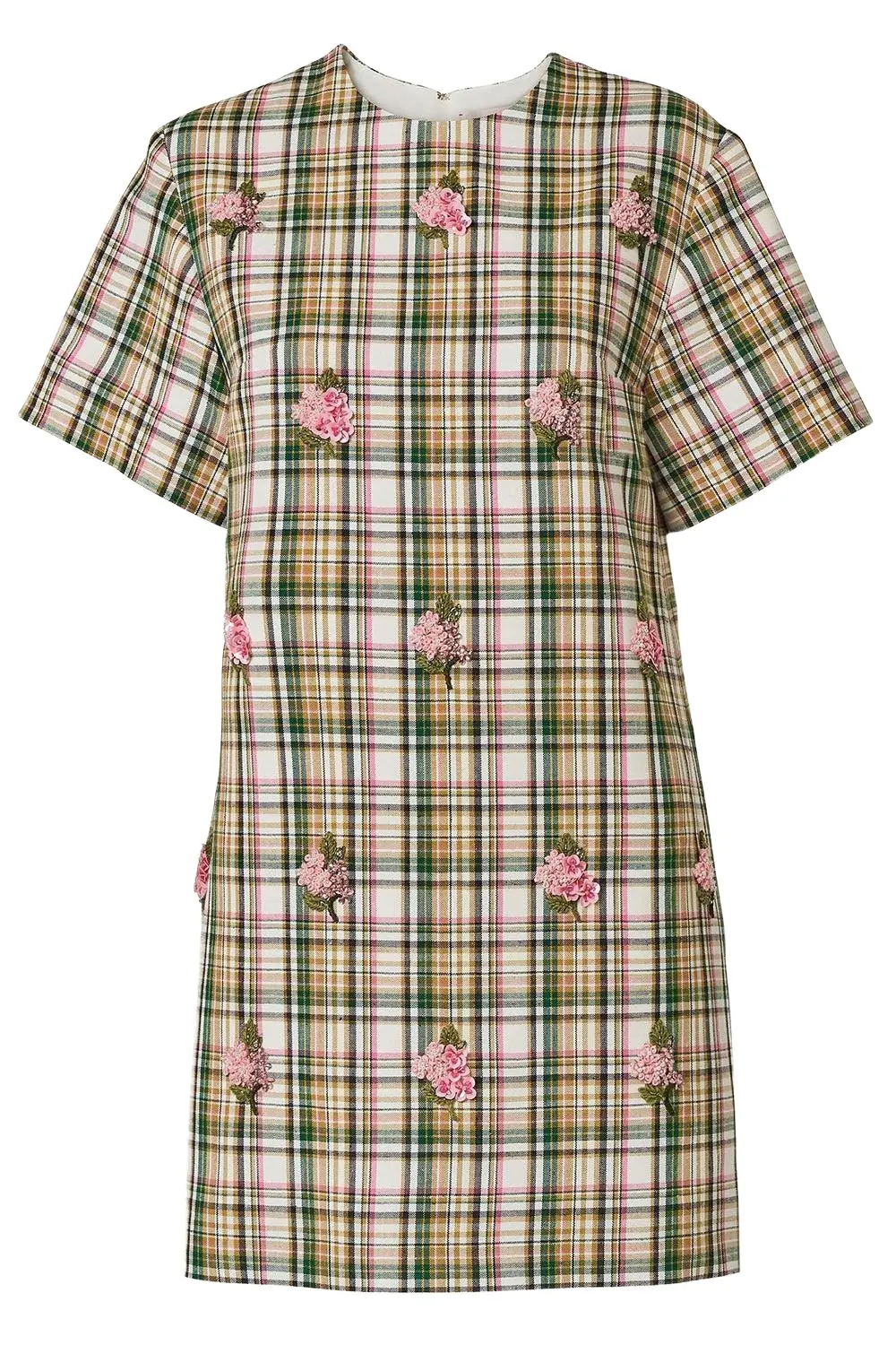 Carolina Herrera Embellished Short Sleeve Shift Dress