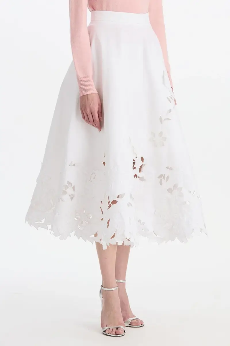 Oscar de la Renta Embroidered Floral Circle Midi Skirt | Thumbnail 4 Oscar de la Renta Embroidered Floral Circle Midi Skirt | Thumbnail 4