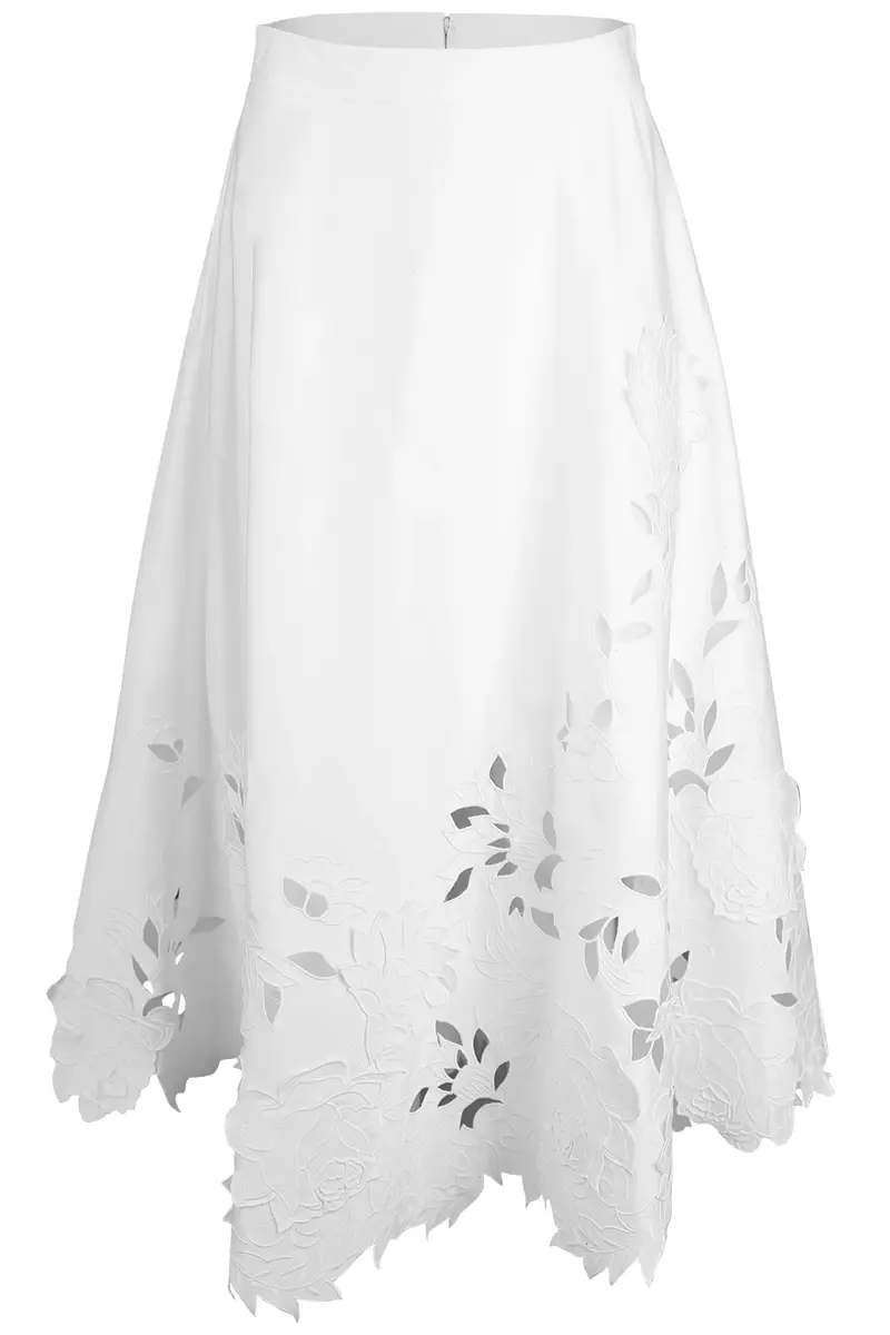 Oscar de la Renta Embroidered Floral Circle Midi Skirt | Image 1 Oscar de la Renta Embroidered Floral Circle Midi Skirt | Image 1