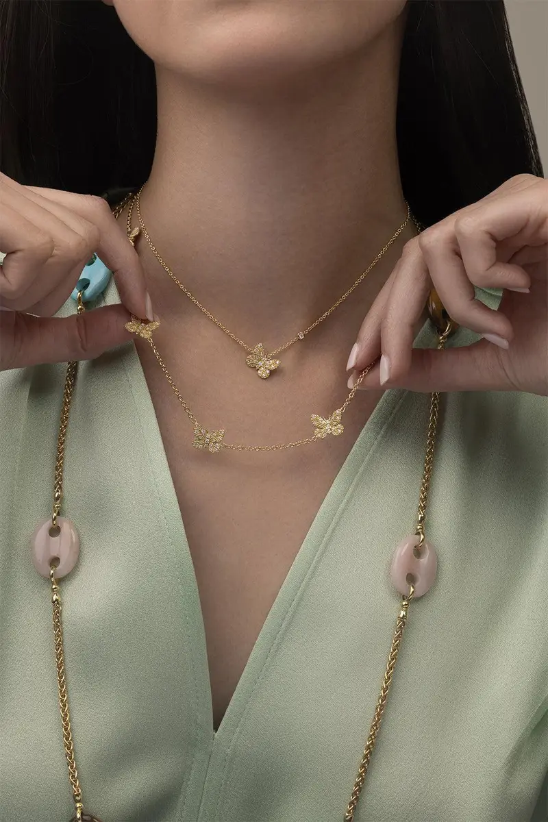 TANYA FARAH Five Station Diamond Butterfly Necklace | Thumbnail 2
