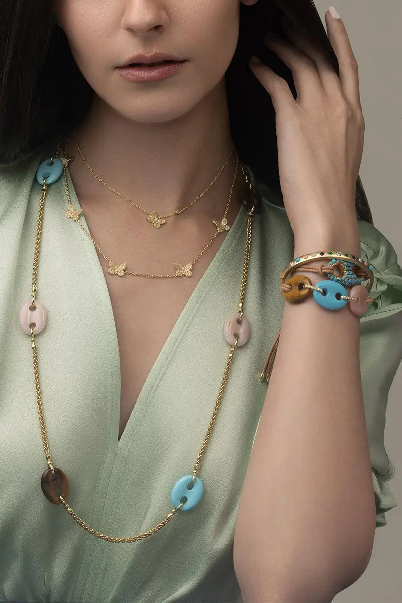 TANYA FARAH Five Station Diamond Butterfly Necklace | Thumbnail 3
