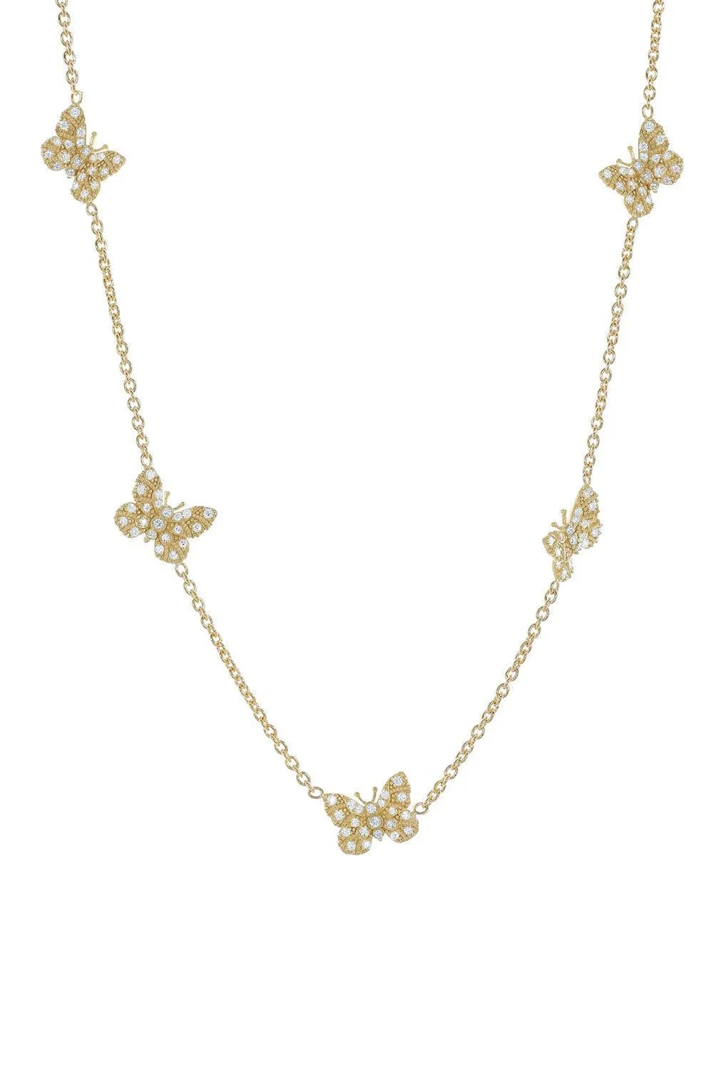 TANYA FARAH Five Station Diamond Butterfly Necklace