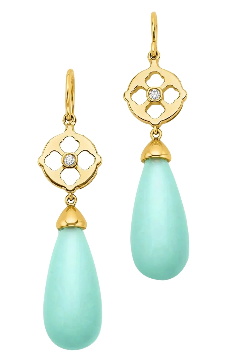 Green Chalcedony Diamond Drop Earrings Green Chalcedony Diamond Drop Earrings