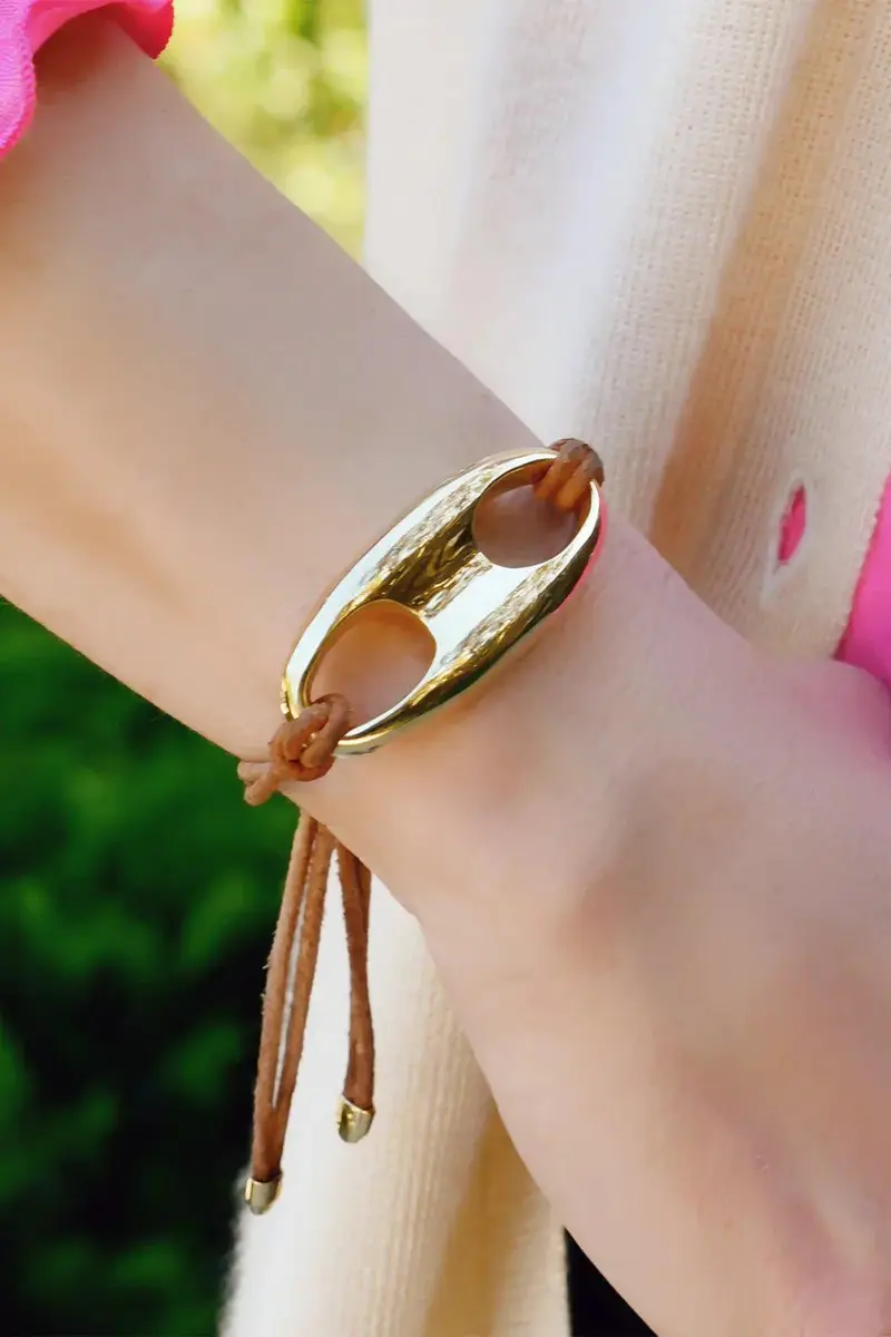 Jenna Blake Large Gold Anchor Link Leather Bracelet | Thumbnail 2 Jenna Blake Large Gold Anchor Link Leather Bracelet | Thumbnail 2