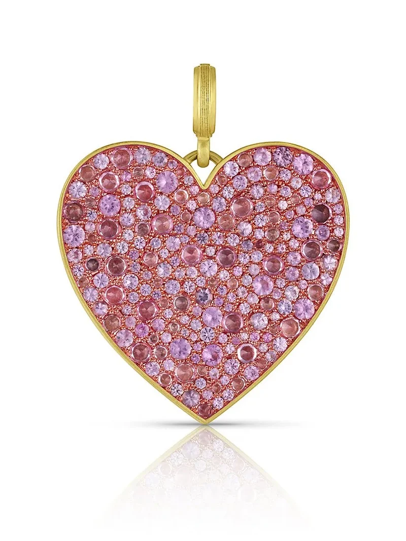 LEIGH MAXWELL Large Pink Sapphire Heart Pendant