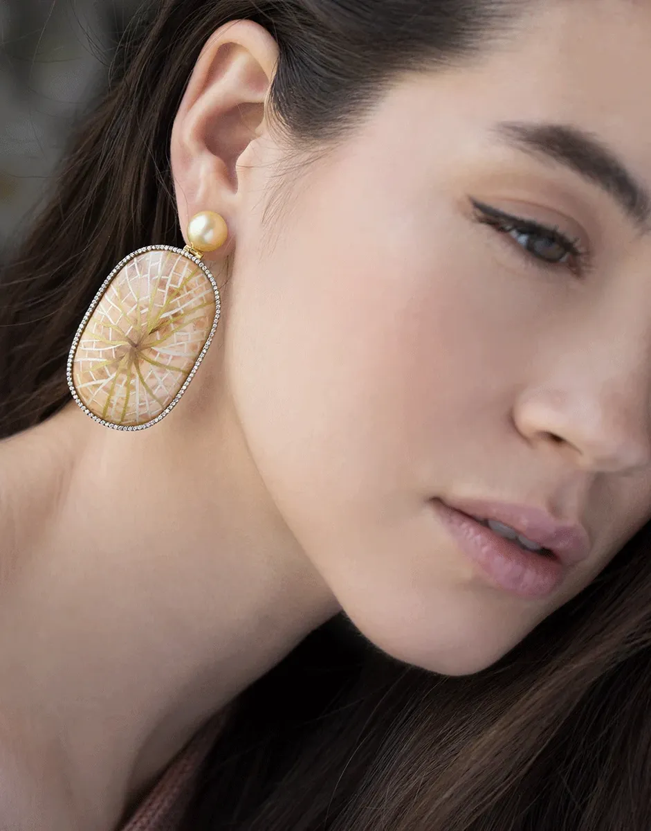 Silvia Furmanovich Marquetry Water Lily Earrings | Thumbnail 2 Silvia Furmanovich Marquetry Water Lily Earrings | Thumbnail 2