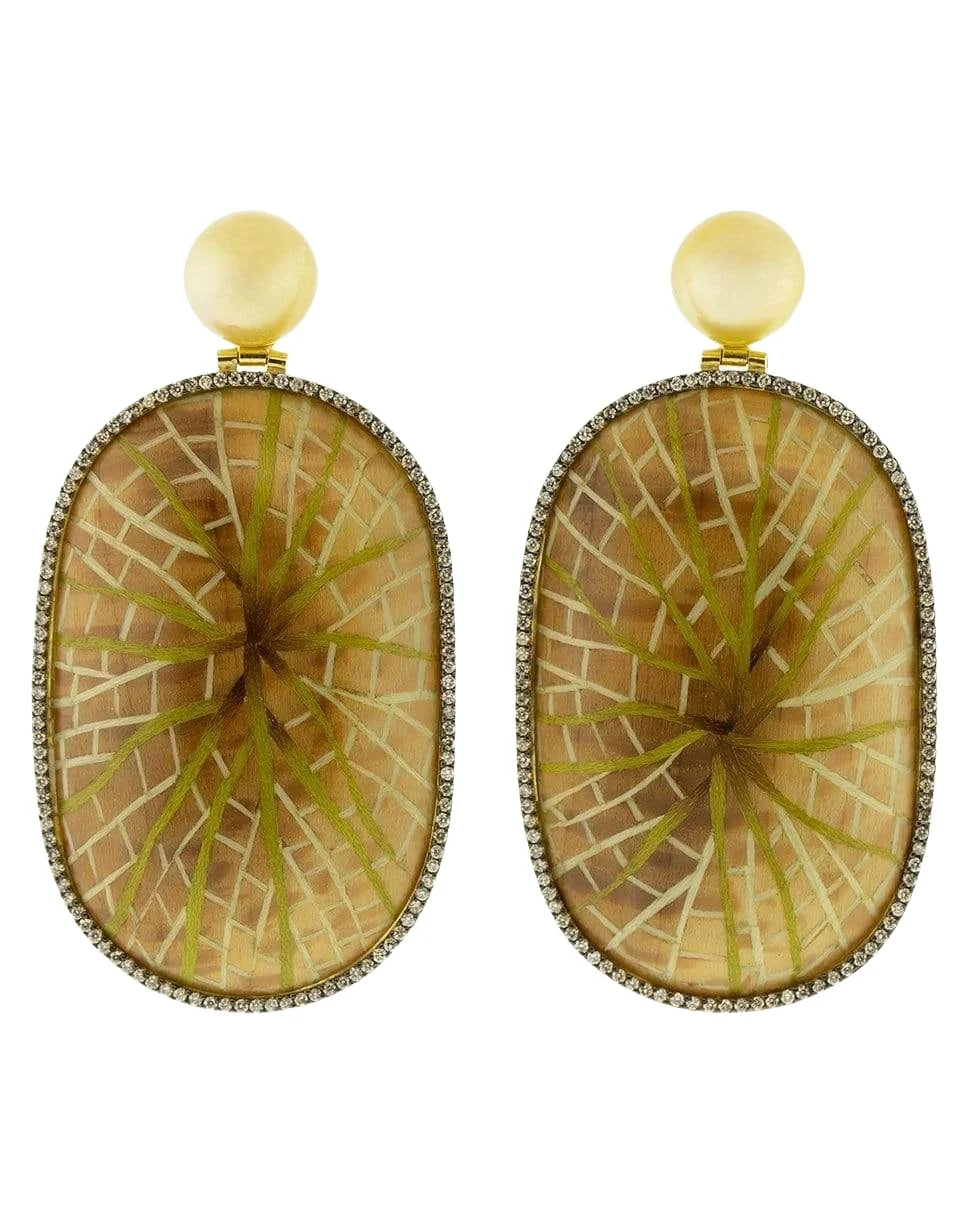 Marquetry Water Lily Earrings