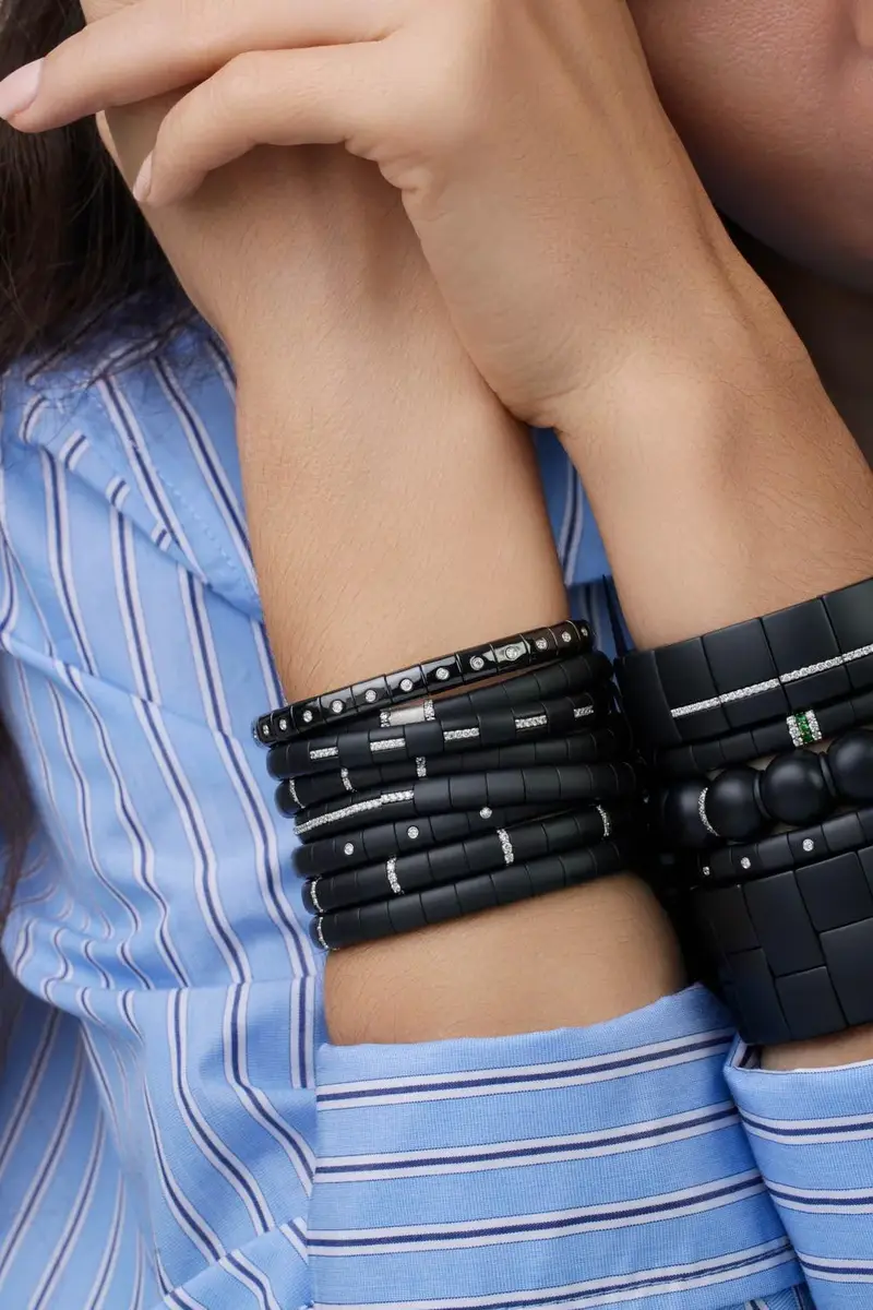 ROBERTO DEMEGLIO Matte Black Ceramic Five Diamond Bezel Pura Bracelet | Thumbnail 2 ROBERTO DEMEGLIO Matte Black Ceramic Five Diamond Bezel Pura Bracelet | Thumbnail 2