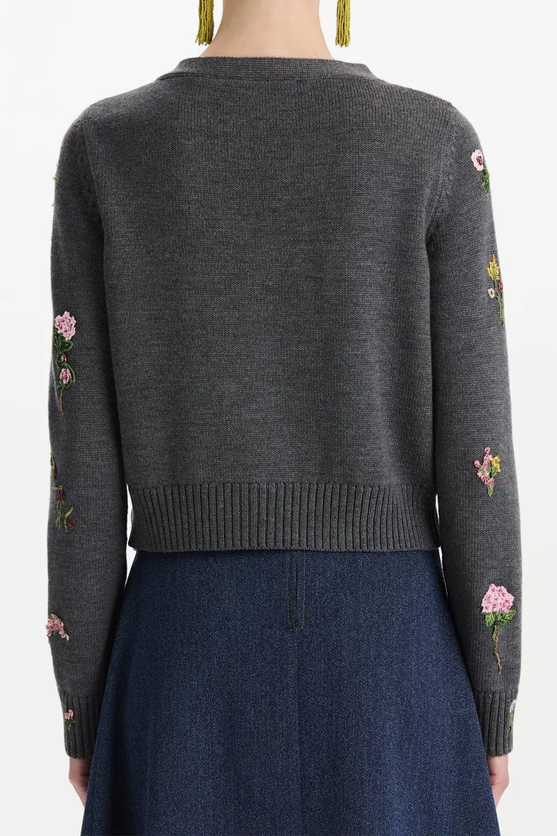Oscar de la Renta Mini Floral Long Sleeve Cardigan | Thumbnail 5