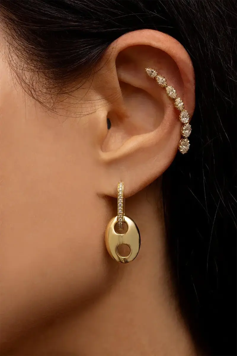Jenna Blake Mini Gold Mariner Huggie Earrings | Thumbnail 2 Jenna Blake Mini Gold Mariner Huggie Earrings | Thumbnail 2