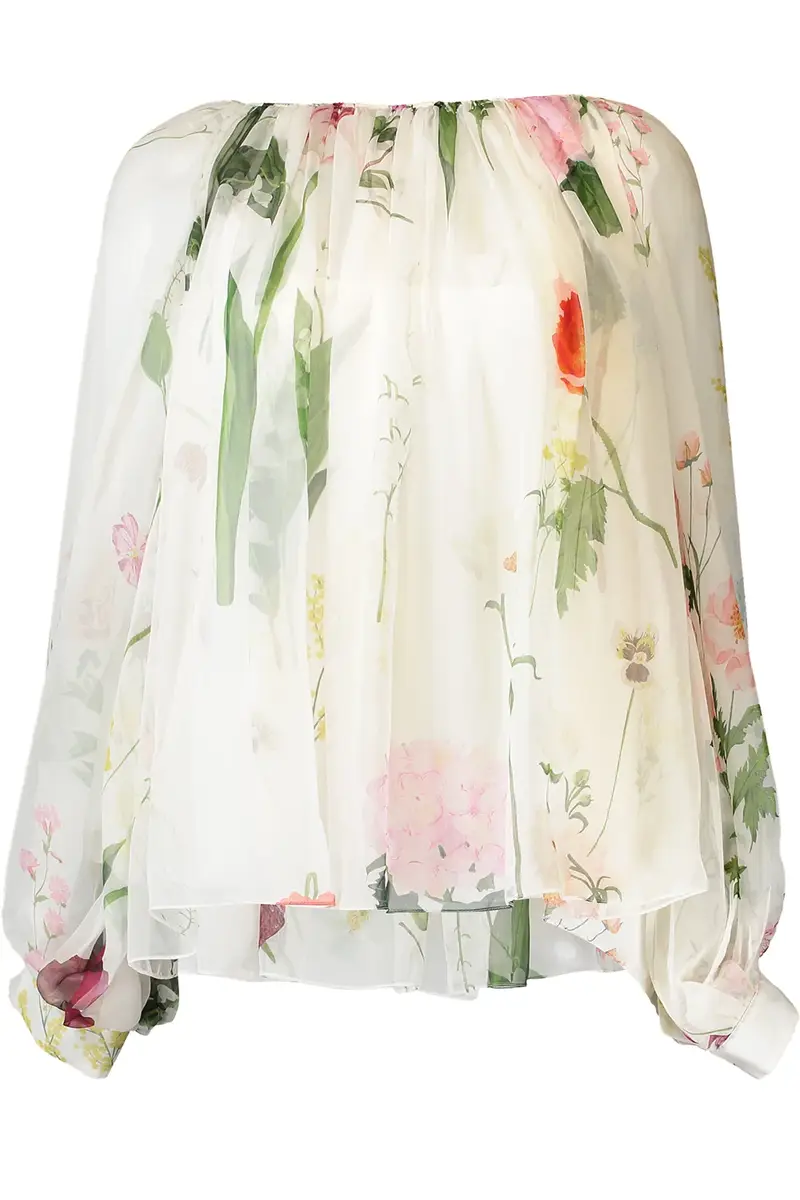 Oscar de la Renta Mixed Botanical Long Sleeve Blouse | Image 1 Oscar de la Renta Mixed Botanical Long Sleeve Blouse | Image 1