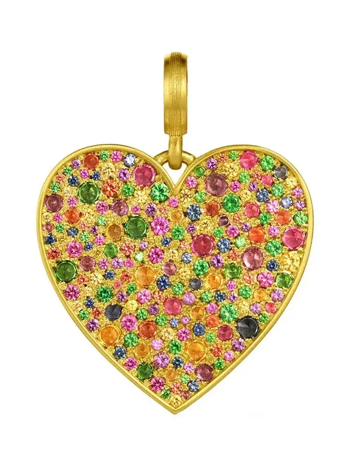 LEIGH MAXWELL Multi Sapphire Medium Heart Pendant