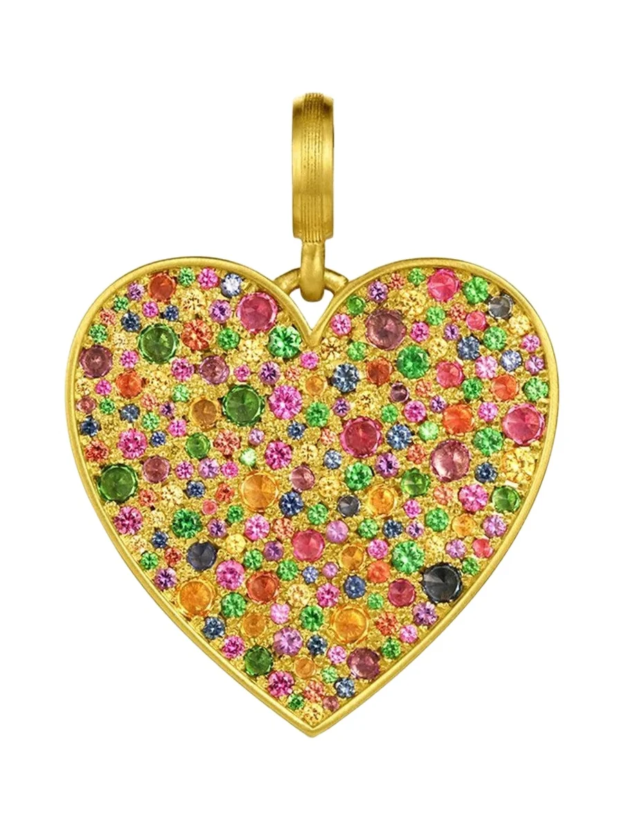 Multi Sapphire Medium Heart Pendant