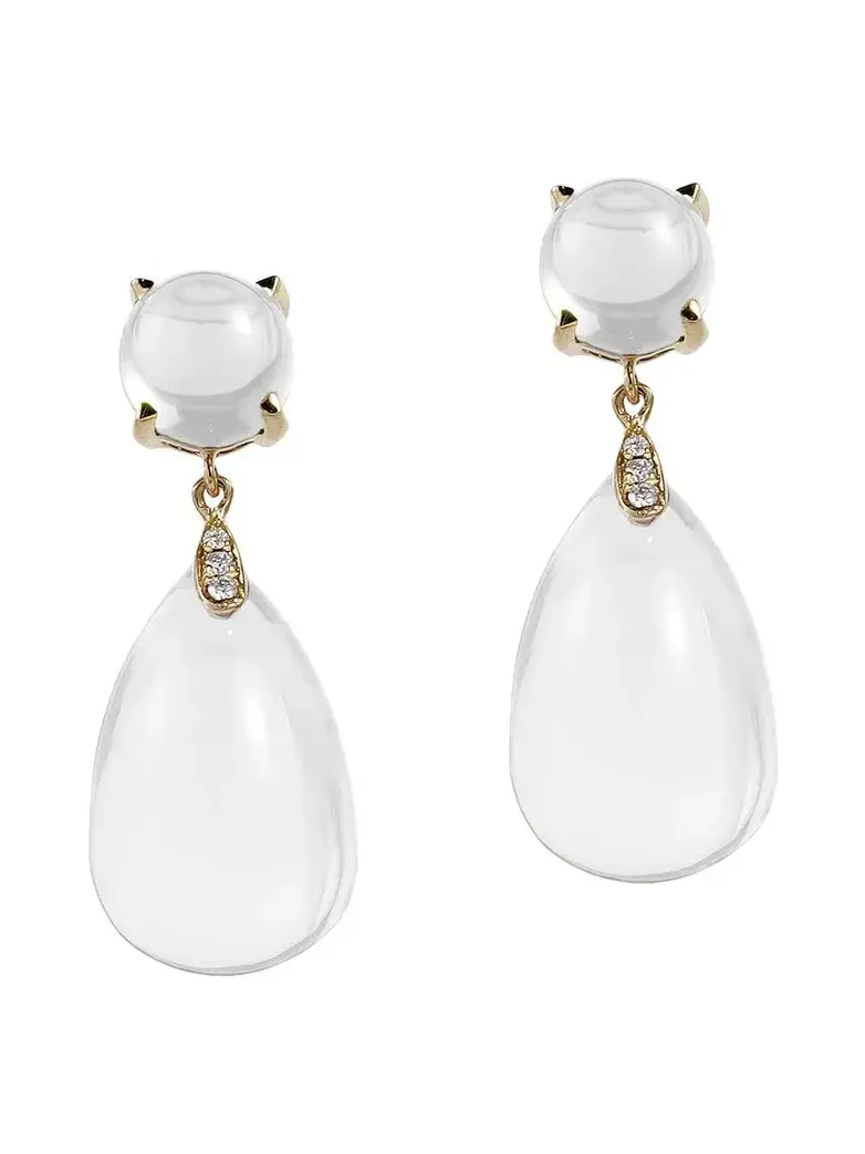 Naughty Moon Quartz Diamond HoopEarrings