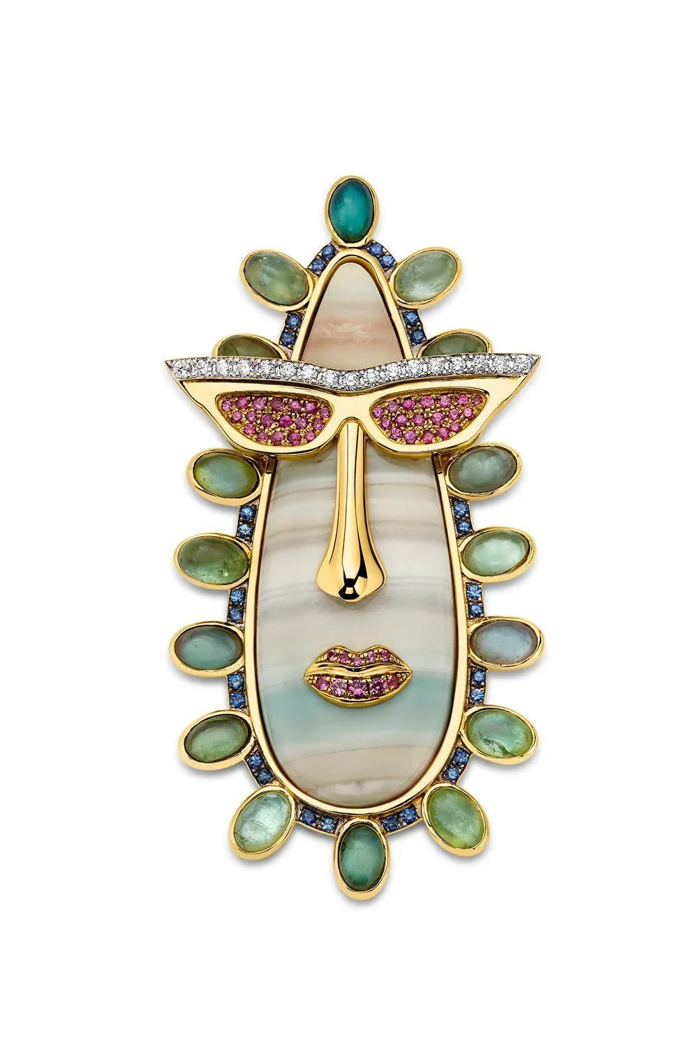 EDINA KISS Opal Tourmaline Disco Face Pendant
