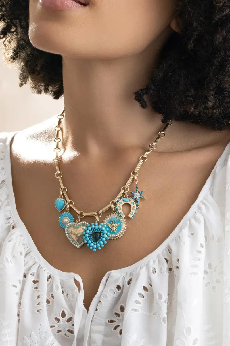 Storrow Pearl Diamond Turquiose Emily Charm | Thumbnail 2 Storrow Pearl Diamond Turquiose Emily Charm | Thumbnail 2