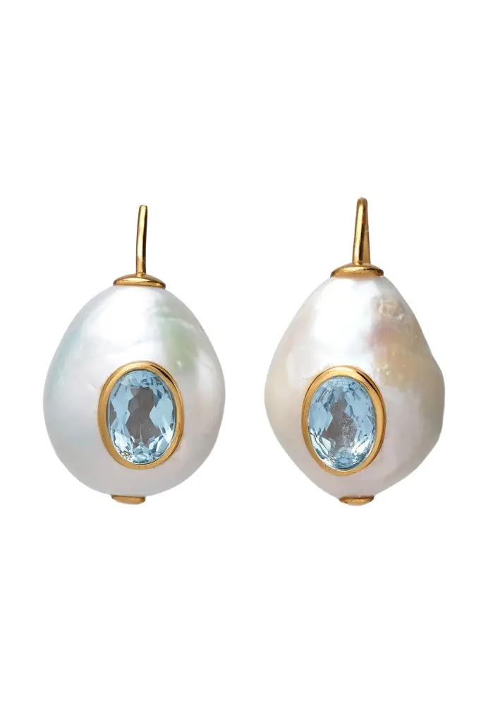 Lizzie Fortunato Pearl Pablo Earrings - Blue Topaz