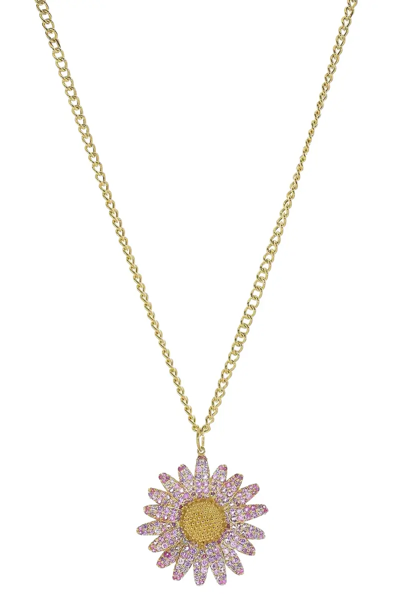 TANYA FARAH Pink Sapphire Daisy Necklace