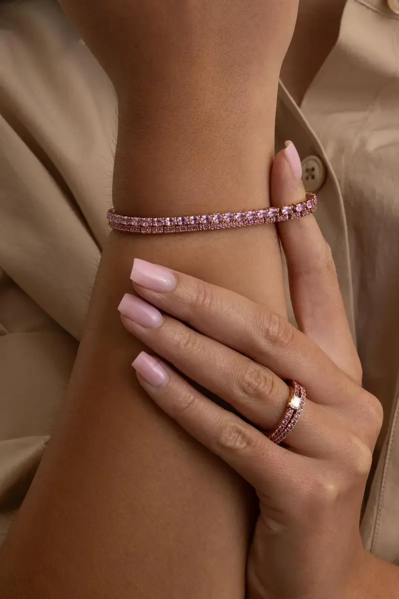 ROBERTO DEMEGLIO Pink Sapphire Extensible Stretch Tennis Bracelet | Thumbnail 3 ROBERTO DEMEGLIO Pink Sapphire Extensible Stretch Tennis Bracelet | Thumbnail 3