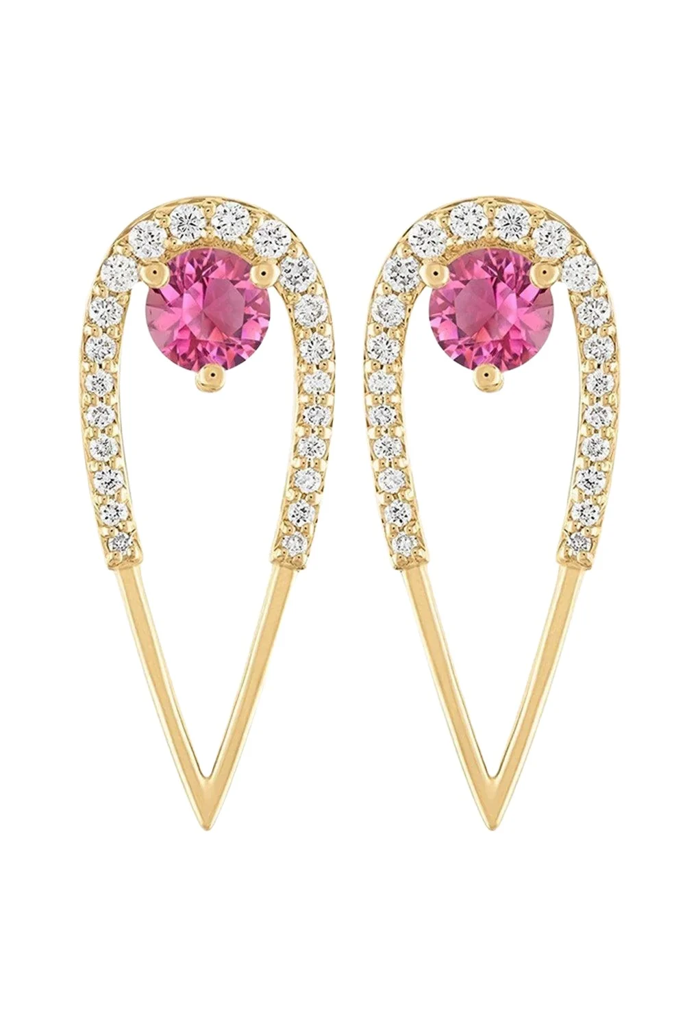 Pink Tourmaline Diamond Large Peacock Stud Earrings Pink Tourmaline Diamond Large Peacock Stud Earrings