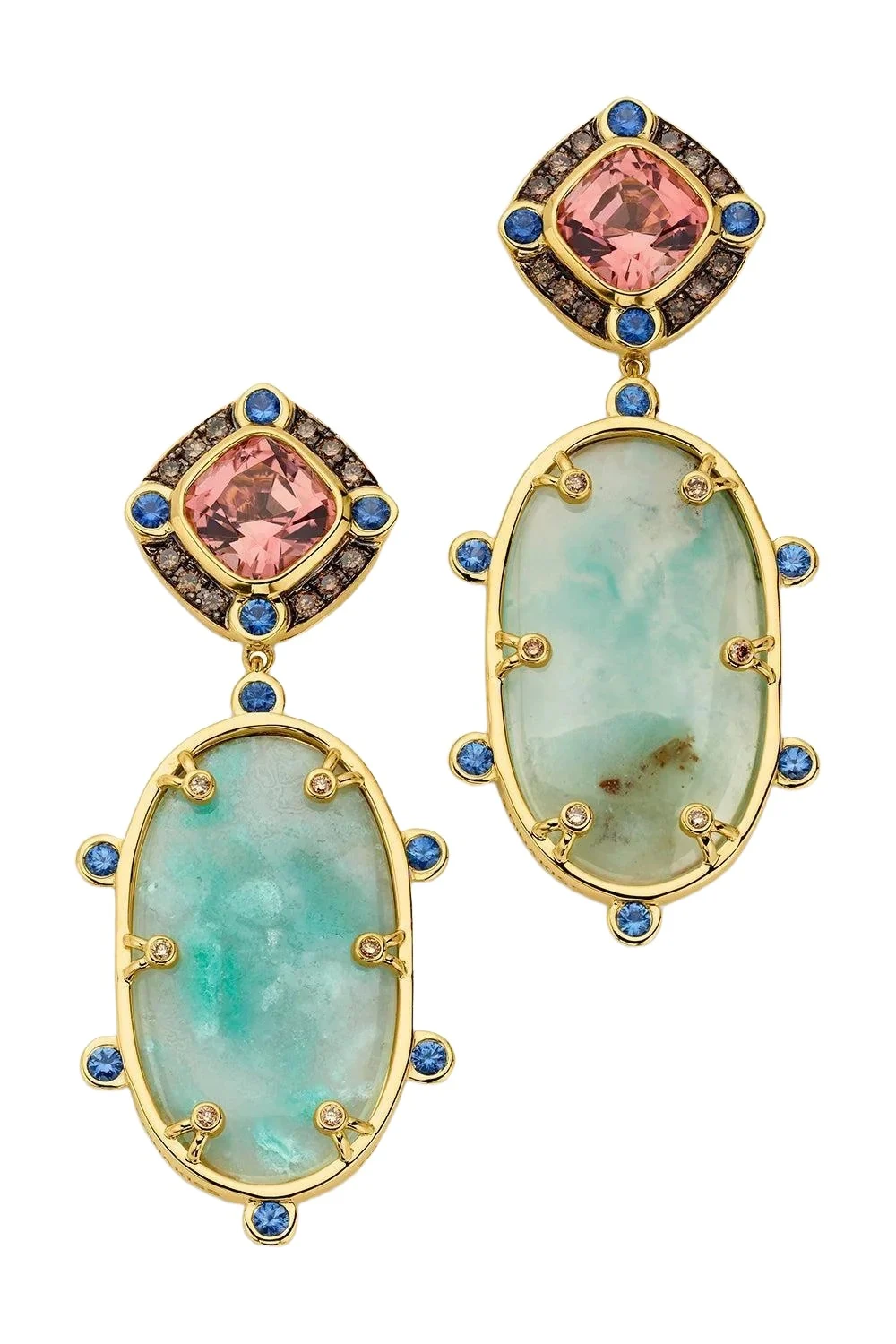 EDINA KISS Pink Tourmaline Opal Drop Earrings
