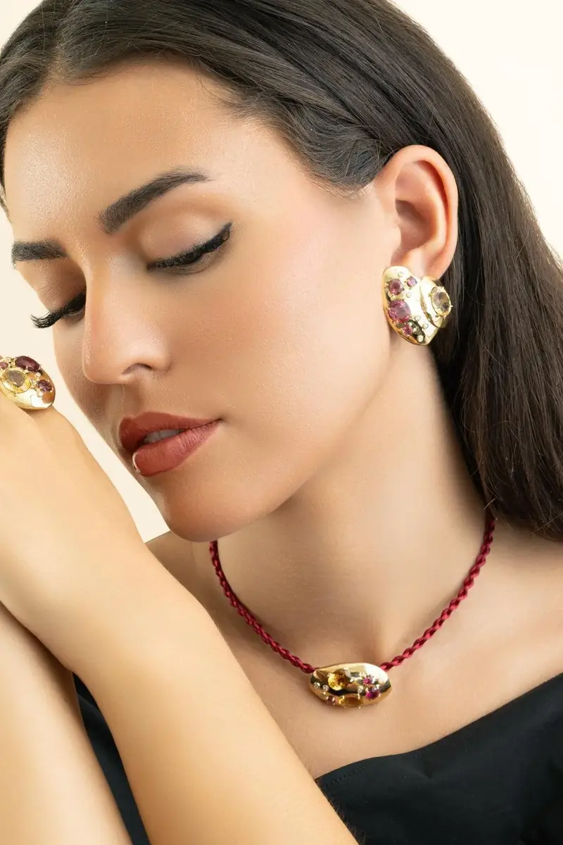 CAROL KAUFFMANN Rubellite Citrine Rocks Earrings | Thumbnail 2