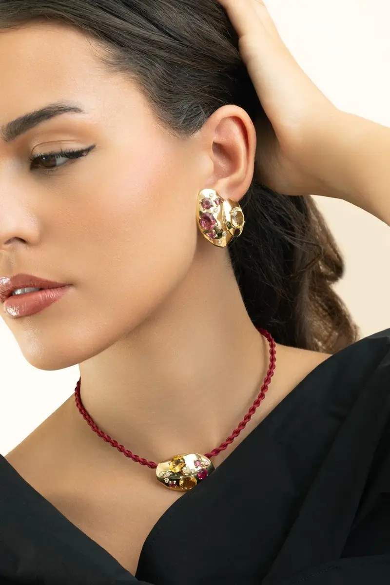 CAROL KAUFFMANN Rubellite Citrine Rocks Earrings | Thumbnail 4