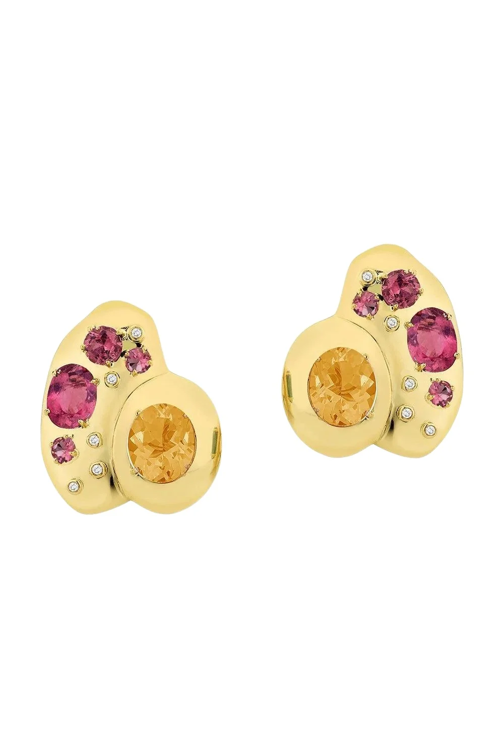 CAROL KAUFFMANN Rubellite Citrine Rocks Earrings