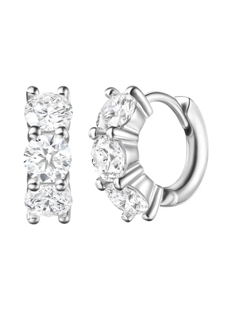Sadie Huggie Hoop Earrings - White Gold - 4mm