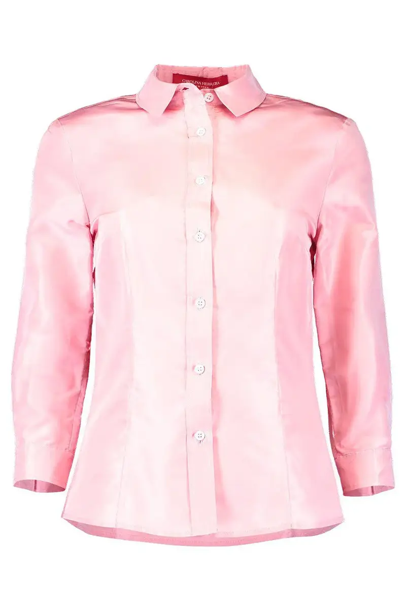 Carolina Herrera Silk Taffeta Collared Shirt
