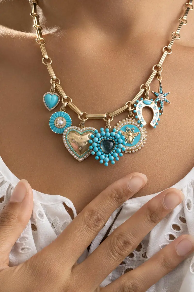 Storrow Turquoise Diamond Alana Heart Charm | Thumbnail 3 Storrow Turquoise Diamond Alana Heart Charm | Thumbnail 3