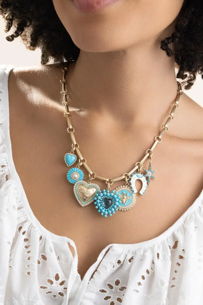 Storrow Turquoise Diamond Alana Heart Charm | Thumbnail 4 Storrow Turquoise Diamond Alana Heart Charm | Thumbnail 4