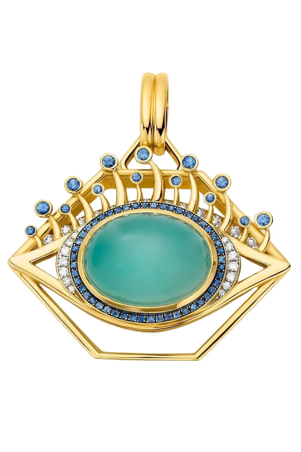 Turquoise Sapphire Diamond Eye Pendant