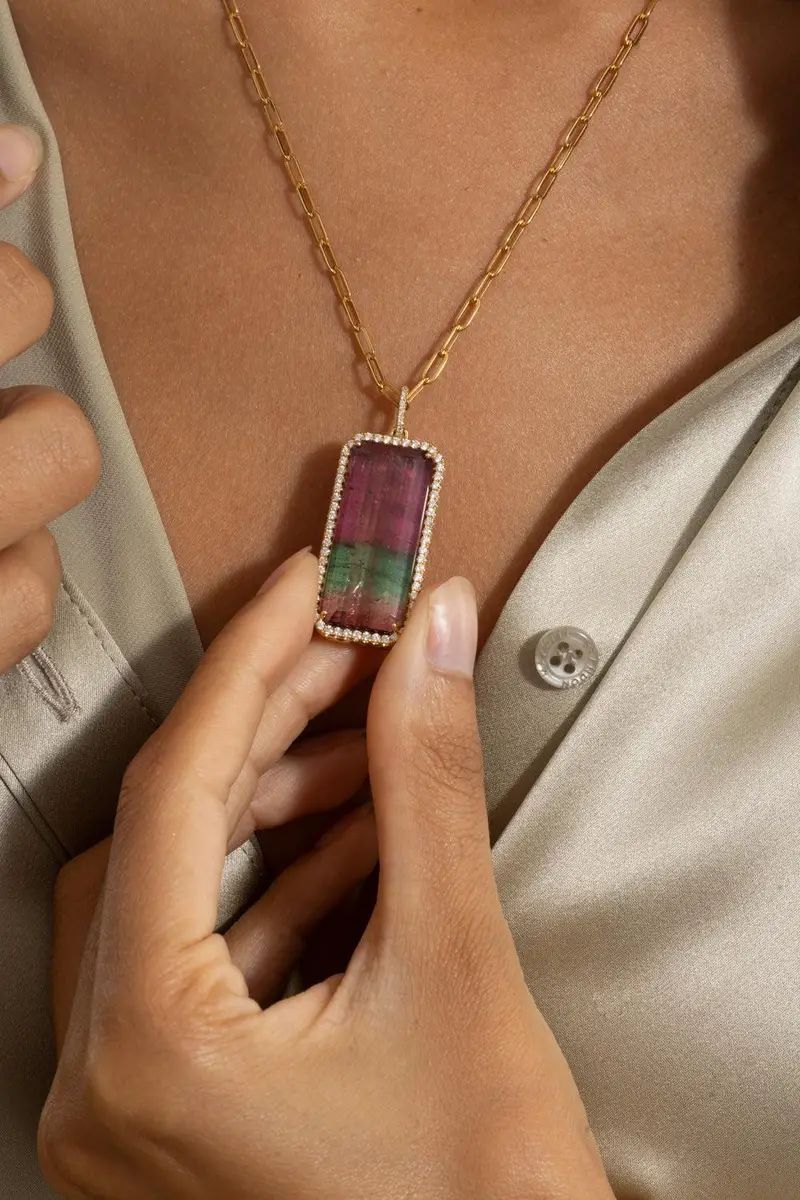 LISA NIK Watermelon Tourmaline Diamond Necklace | Thumbnail 3 LISA NIK Watermelon Tourmaline Diamond Necklace | Thumbnail 3